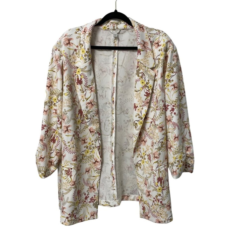CATO EST 1946 BLAZER PASTEL FLORAL COLORFUL ARTSY SIZE 26/28W STRETCH OPEN FRONT